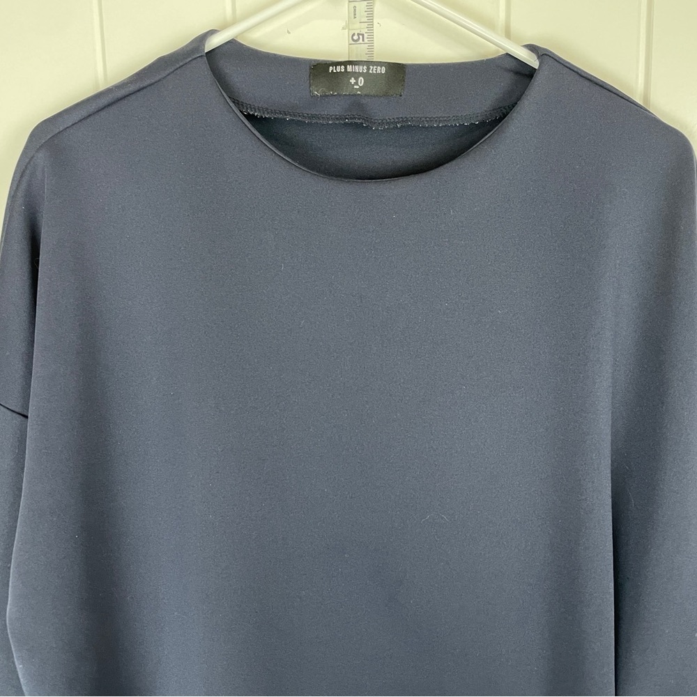 Navy Blue Women's Top with Tie Detail - Picture 2 of 7